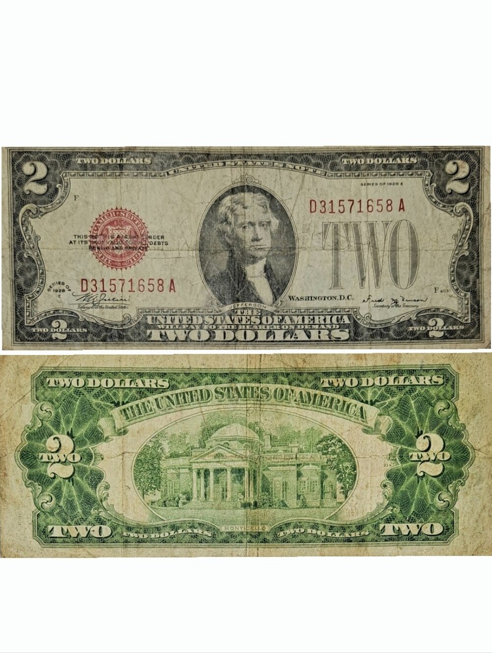 1928 Series E $2 UNITED STATES NOTE - RED SEAL